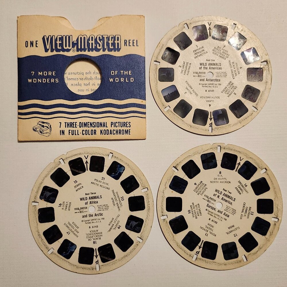 VINTAGE View Master WILD ANIMALS Reels x 3 1953